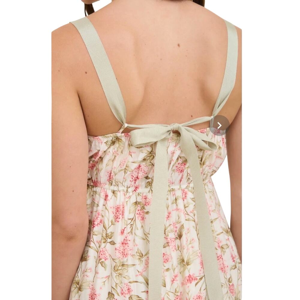 MINE ANTHROPOLOGIE FLORAL LACE TRIM RIBBON STRAP BACK TIE MIDI DRESS SIZE MEDIUM - Picture 8 of 14